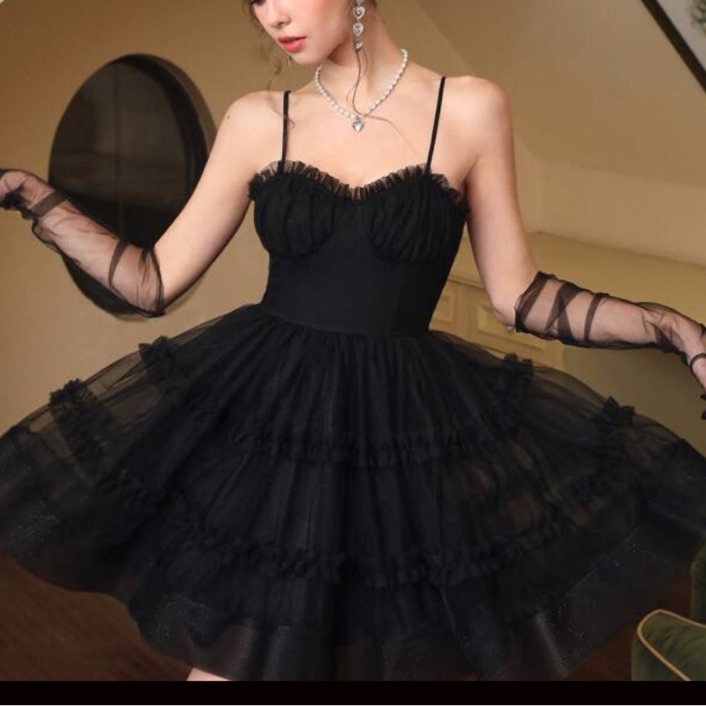 Elegant Black Tulle Dress